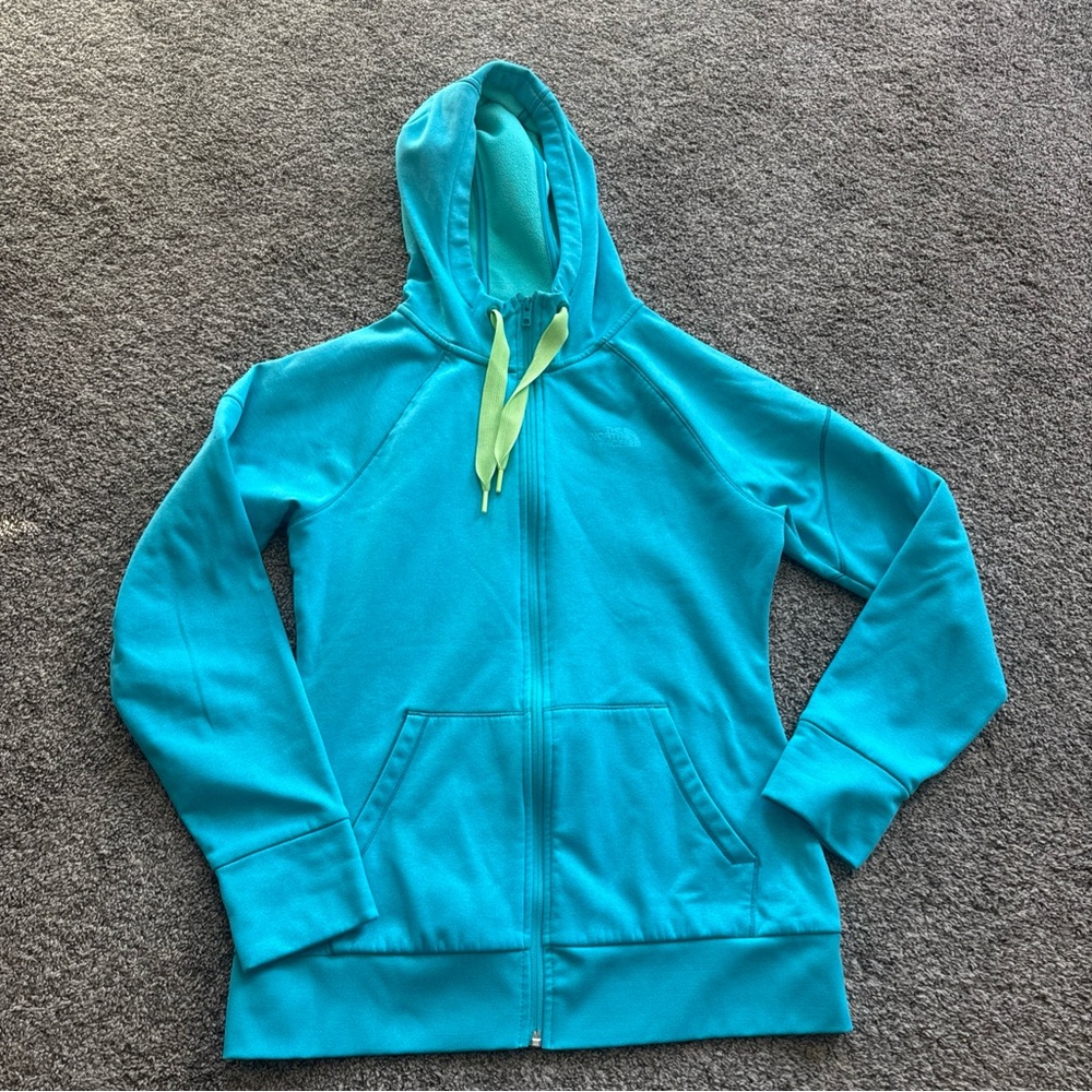 The North Face Women’s Medium Blue/Green Full Zip Front Pockets Hoodie Drawstrin